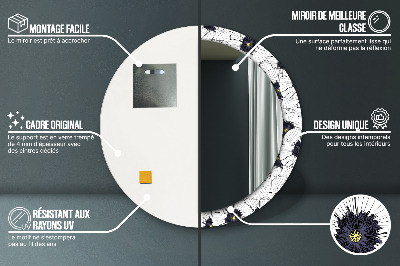 Kulaté zrcadlo s dekorem Složení lineárních květů