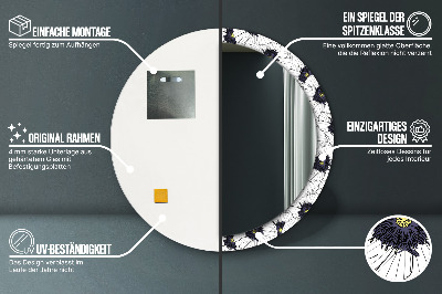 Kulaté zrcadlo s dekorem Složení lineárních květů