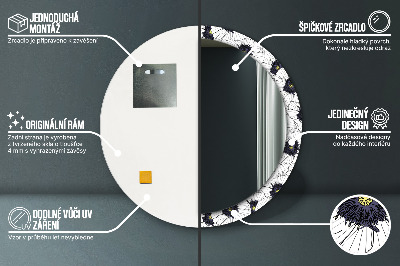 Kulaté zrcadlo s dekorem Složení lineárních květů