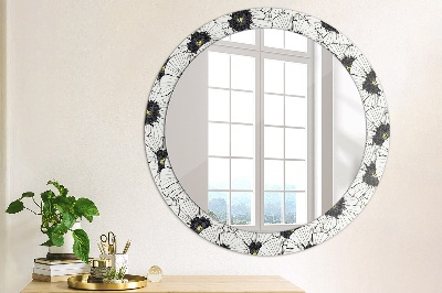 Kulaté zrcadlo s dekorem Složení lineárních květů