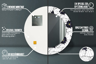 Kulaté zrcadlo s dekorem Složení lineárních květů
