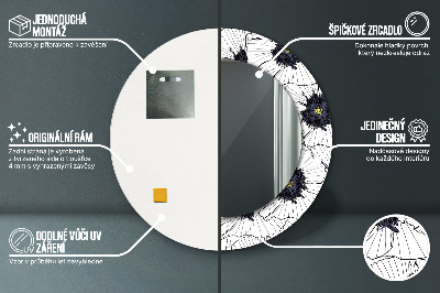 Kulaté zrcadlo s dekorem Složení lineárních květů