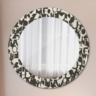 Kulaté dekorativní zrcadlo na zeď Abstraktní typografie