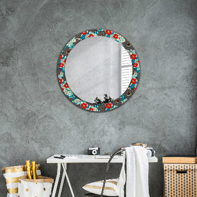 Kulaté zrcadlo s dekorem Retro květiny vzorec