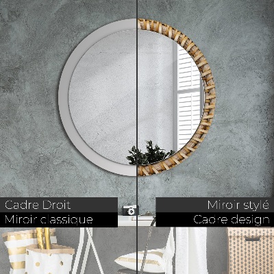 Kulaté zrcadlo tištěný rám Přirozený cop