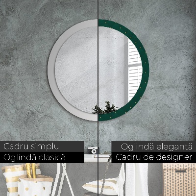 Kulaté zrcadlo tištěný rám Zelená luxusní šablona