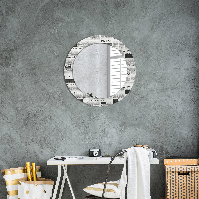 Kulaté dekorativní zrcadlo na zeď Vzor z novin