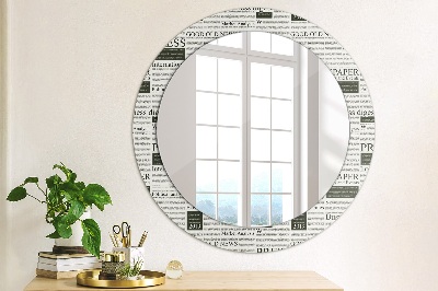 Kulaté dekorativní zrcadlo na zeď Vzor z novin