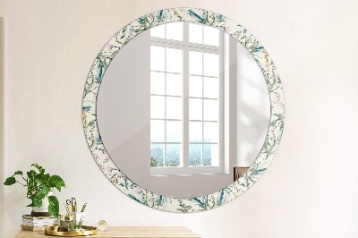 Kulaté zrcadlo tištěný rám Akvarely květin