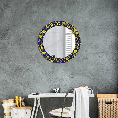 Kulaté dekorativní zrcadlo na zeď Sladké malé květy