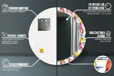 Kulaté zrcadlo tištěný rám Łódź na jezeře