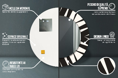 Kulaté zrcadlo tištěný rám Geometrie abstrakce