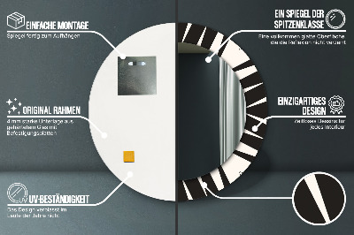 Kulaté zrcadlo tištěný rám Geometrie abstrakce