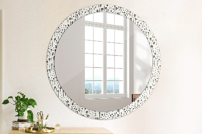 Kulaté dekorativní zrcadlo na zeď Květinová kresba