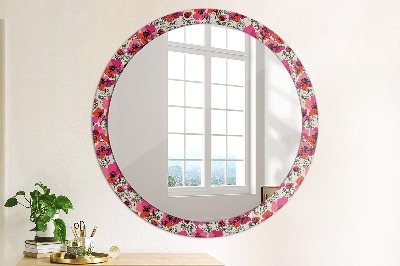 Kulaté dekorativní zrcadlo na zeď Růžové máky