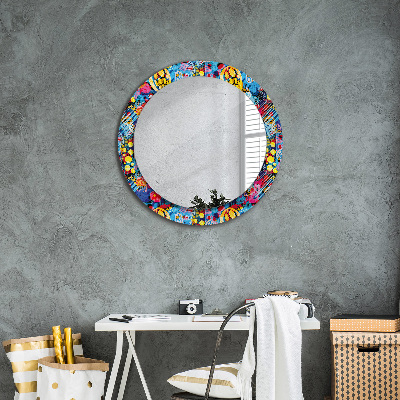 Kulaté dekorativní zrcadlo na zeď Barevné čmáraní