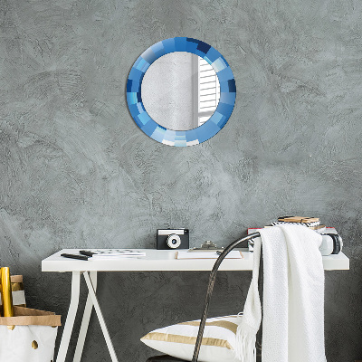 Kulaté dekorativní zrcadlo na zeď Modrý abstrakt