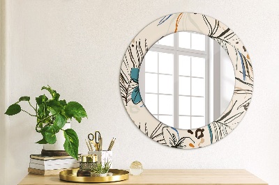 Kulaté dekorativní zrcadlo na zeď Květiny se vzorem džungle