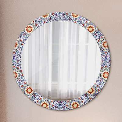 Kulaté zrcadlo tištěný rám Orientální barevné složení