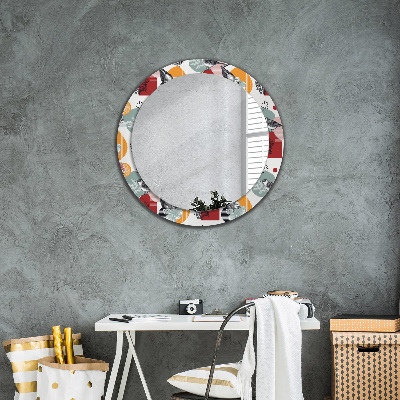 Kulaté dekorativní zrcadlo na zeď Abstrakce s ptáky