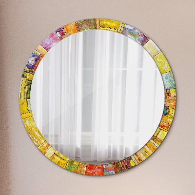Kulaté zrcadlo tištěný rám Barevné okno vitráže