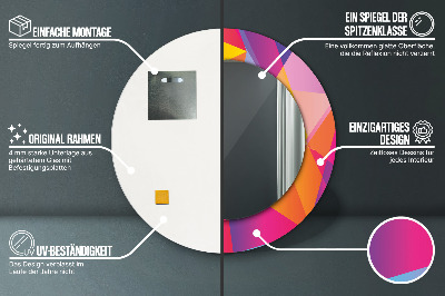 Kulaté zrcadlo tištěný rám Geometrické složení