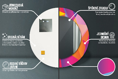 Kulaté zrcadlo tištěný rám Geometrické složení