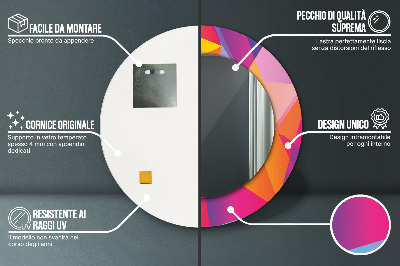 Kulaté zrcadlo tištěný rám Geometrické složení