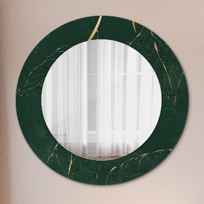 Kulaté dekorativní zrcadlo na zeď Jemné zlaté listy