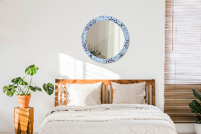 Kulaté dekorativní zrcadlo na zeď Modrý arabský vzor