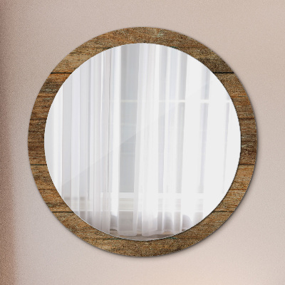 Kulaté dekorativní zrcadlo na zeď Staré dřevo
