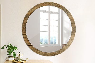 Kulaté dekorativní zrcadlo na zeď Staré dřevo