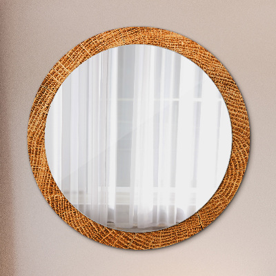 Kulaté zrcadlo tištěný rám Dubové dřevo