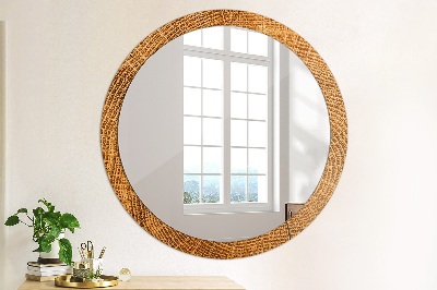 Kulaté zrcadlo tištěný rám Dubové dřevo