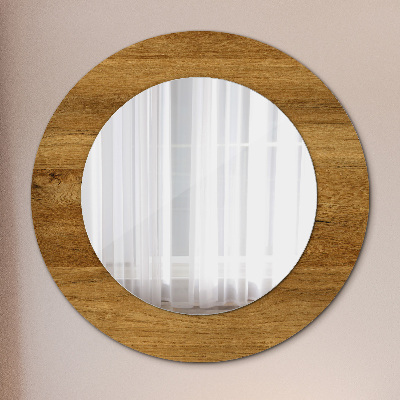 Kulaté zrcadlo tištěný rám Rustikální dub
