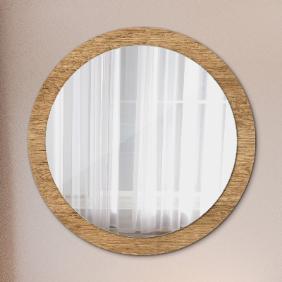Kulaté zrcadlo tištěný rám Textura dřeva