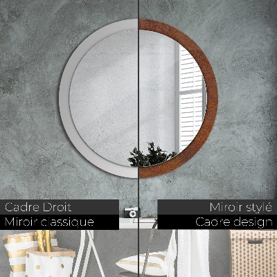 Kulaté zrcadlo tištěný rám Rezavý kov