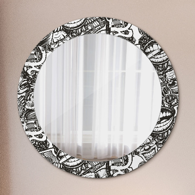 Kulaté zrcadlo tištěný rám Abstraktní tekutina