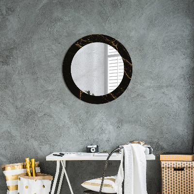 Kulaté dekorativní zrcadlo na zeď Černý mramor