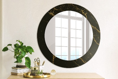 Kulaté dekorativní zrcadlo na zeď Černý mramor