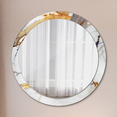 Kulaté zrcadlo tištěný rám Bílý mramor