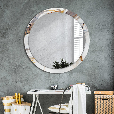 Kulaté zrcadlo tištěný rám Bílý mramor