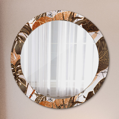 Kulaté zrcadlo tištěný rám Palmové listy
