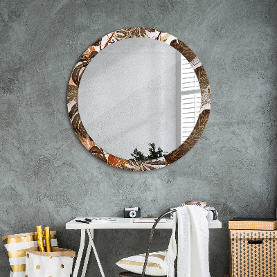 Kulaté zrcadlo tištěný rám Palmové listy