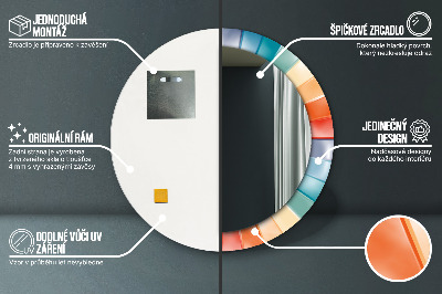 Kulaté zrcadlo tištěný rám Radiální soustředné pásy