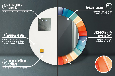 Kulaté zrcadlo tištěný rám Radiální soustředné pásy