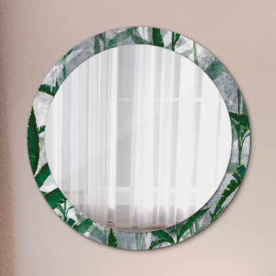 Kulaté dekorativní zrcadlo na zeď Tropické listy