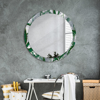 Kulaté dekorativní zrcadlo na zeď Tropické listy