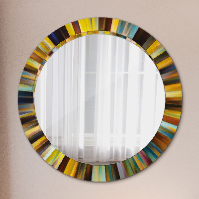 Kulaté zrcadlo tištěný rám Abstraktní radiální vzor