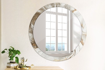 Kulaté zrcadlo tištěný rám Jasný mramor